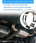 Stainless Steel Exhaust Tack Welding Clamp-On Kit For 2 Inch, 2.5 Inch, 3 Inch, And 3.5 Inch Pipes shown installed under a car.
