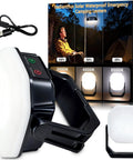 Go To Rechargeable Solar Camping Lantern With 6600mAh Battery And 4000 Lumens Output showing brightness levels and USB cable