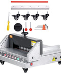 VEVOR 13 Inch Electric Paper Cutter, Desktop Trimming Blade Machine For Office And School with tools and accessories.