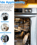 Open dishwasher with Clear Button Cover Shield For Home Appliances, Self Adhesive Push Button Guard That Keeps Your Washing Machine And Dishwashers From Accidental Taps