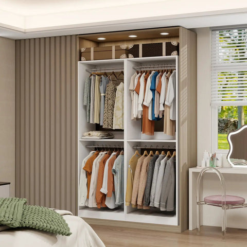 Big Time Modular Closet System With Hella Roomy Hanging Space And Solid Wood Build For Custom Walk In Setup showing organized clothes.