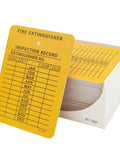 Box of Beefy Monthly Fire Extinguisher Inspection Tags 2.25 X 3 Inches Heavy Duty Yellow Plastic For Indoor Outdoor Use