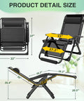 Oversized Zero Gravity Chair For Outdoors And Indoors, 33 Inch XXL Recliner with detailed size measurements