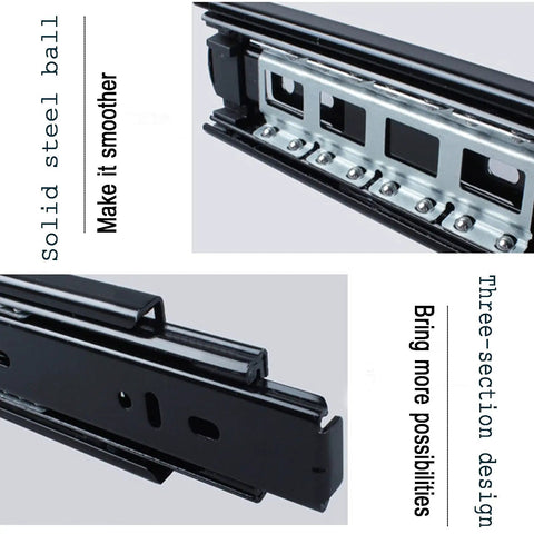 Heavy Duty Full Extension Drawer Slide With 300 600 1000mm Rails, Ball Bearing Metal Kitchen Rail, 50kg Capacity, solid steel ball