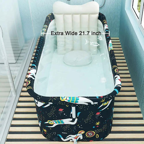 Foldable 47 Inch Bath Tub With Pillow And Bath Seat No Pump Portable Spa Tub For Home Use Insulated With 6 Layers Keeps Heat Longer Sturdy And Stable Everyday