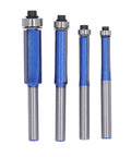 Get Your Hands On These Ycauty Tungsten Steel Flush Trim Router Bits 4 piece set of blue coated tungsten steel bits for wood and MDF.