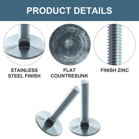 Elevator bolts, 1/4-20 x 1-1/2, steel with stainless and zinc finishes, 20 pcs