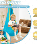 Child reading in sensory pod swing indoors, Built Tough Swing Frame With Sensory Swing Pod Chair For Adults, X Shaped Indoor Outdoor Swing Set, Metal Hammock Stand Supports 330 Lbs, Weatherproof Steel Construction, Easy Assembly For Backyard Or Living Room Fun