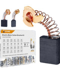 60 Pcs Electric Motor Carbon Brushes Set By Size For 10 Models Power Tool Replacement Parts For Drills Saws Grinders