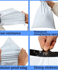 100 Pack White Poly Mailers Shipping Bags Assorted Sizes 6x11 8x12 10x13 12x17 Self Sealing Waterproof Tear Proof Packaging