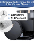 XVXUOU replacement parts kit for Ecovacs Deebot X8 Pro; mop roller, dirty water filter, dust box, brush cover.
