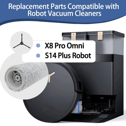 XVXUOU replacement parts kit for Ecovacs Deebot X8 Pro; mop roller, dirty water filter, dust box, brush cover.