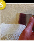 Hand using Knockdown Texture Drywall Repair Tool for DIY pros and homeowners fast and easy environment friendly no aerosol spray