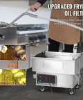 Heavy Duty Commercial Oil Filter Cart With Mobile Drain Cart For Restaurants Featuring Fast 10 L Min Filtration Speed and High Capacity Design, filtering used cooking oil.