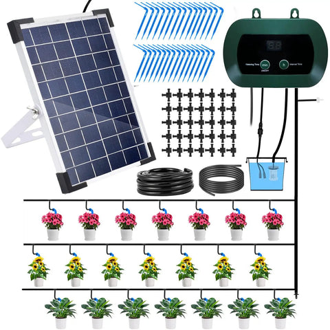 Solar Drip Irrigation System With Timer For Garden, Patio And Raised Beds, Auto Watering Kit For Greenhouses layout