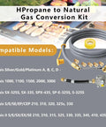 Propane To Natural Gas Conversion Kit For Weber Genesis Grills with 10Ft Natural Gas Hose and Regulator visible.