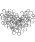Heavy Duty Stainless Steel Split Lock Washers 100 Piece Assortment Kit For Nuts And Bolts scattered on white background.
