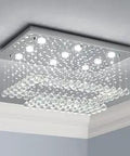 Super Stylish Two Tier K9 Crystal Chandelier Light Fixture With Nine Lights Modern Flush Mount Ceiling Lamp installed