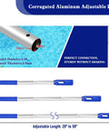 All In One Pro Grade Pool Cleaning Kit With 10 Inch Nylon Brush And 50 Inch Telescopic Aluminum Pole diagram