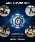 10-Pack 608-RS Ball Bearings With Double Rubber Seals For Skateboards Inline Skates Scooters Roller Blades And Longboards, Pro Grade Deep Groove Bearings For Smooth Spin And Lasting Durability, 8mm x 22mm x 7mm, surrounded by various skating gear images.