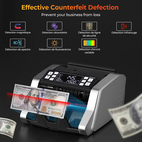 Fast Cash Counter With Value Count And UV MG IR MT Counterfeit Detection showcasing LED display and counterfeit detection features