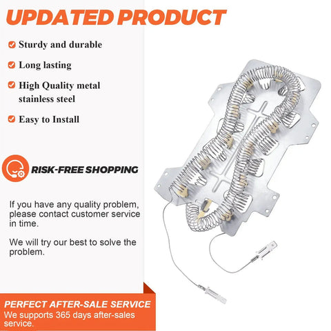 DC47-00019A Dryer Heating Element 5300 Watts 240 Volts Replacement for Samsung Dryers with terminals and coiled wires.