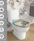 Toilet Seat Elongated Resin for Bathroom featuring colorful octopus design, installed on white toilet with modern decor.