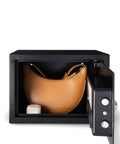 Open Steel Security Safe With Electronic Keypad And Emergency Override Keys, 0.5 Cubic Feet, showing valuables inside.