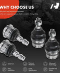 Front Upper And Lower Ball Joint Kit For Ford Ranger And Mazda B Series Trucks Rwd With Front Coil Spring Not For Front Torsion Bar Suspension Your Go To Replacement For Safer Handling And Long Lasting Durability. four steel ball joints with rubber boots