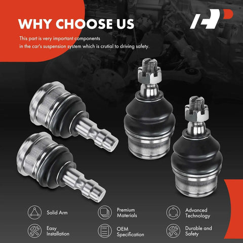 Front Upper And Lower Ball Joint Kit For Ford Ranger And Mazda B Series Trucks Rwd With Front Coil Spring Not For Front Torsion Bar Suspension Your Go To Replacement For Safer Handling And Long Lasting Durability. four steel ball joints with rubber boots