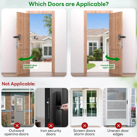 Image showing compatible doors for Anti Theft Doorbell Camera Mount For MyQ Video Doorbell With Anti Block Motion Sensor.