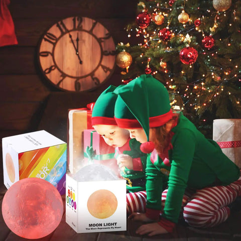 Children with Dope Moon Lamp Night Light With Time Settings And Stand 3D Printed LED Moon With 16 Color Modes And Adjustable Brightness