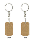 Rock Solid Large Grid Weave Jute Texture Rectangle Plated Metal Keychain Built Tough For Seamless Everyday Carry Gear Crafted From Weather Resistant Aluminum For Men Women showing front and back view.