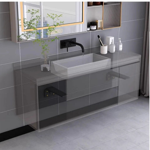 Bathroom sink supported by Beefed Up Thickened Black Heavy Duty Shelf Bracket With Screws, 90 Degree Right Angle Industrial Steel Support.