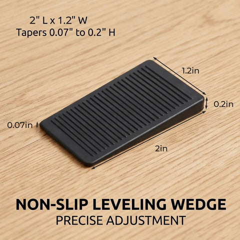 Trimmable Rubber Shims For Wobbly Furniture, Non Slip Table Levelers With Ribbed Grip, Quick Wedge Fixes For Uneven Floors And Shaky Appliances, 8 Pack Sturdy Gap Fillers To Plug Those Floor Gaps And Lock It Down, black leveling wedge, 2x1.2 inches, adjustable height.