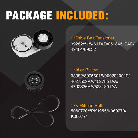 Engine Drive Belt Tensioner Idler Pulley Serpentine Belt Drive Kit Direct Fit For Chrysler 200 Town And Country Dodge Avenger