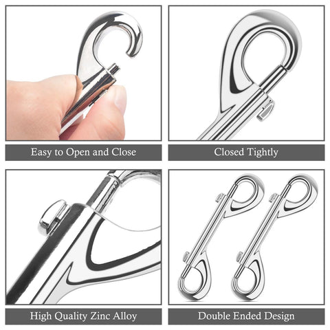 Double-ended bolt snap hook by ERKOON, 4.7 in, zinc alloy, heavy-duty, 5-pack.