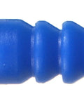 Ribbed Plastic Wall Anchors Pack Of 100 In Blue For Concrete Brick Hollow Block Drywall And Plaster Sizes 8 10 12 By One And One Quarter Inch Easy Installation Pre Drilling Required Screws Not Included. Close-up of a blue ribbed anchor for masonry applications.