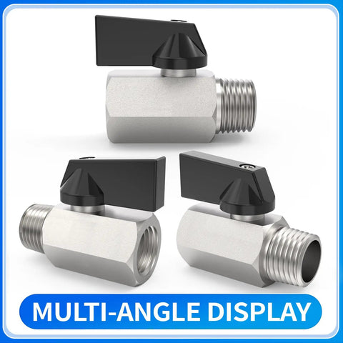 Chrome Plated Brass Mini Ball Valve 3/8 NPT Male To 3/8 NPT Female Pipe Fitting Shut Off Inline Valve 4 Pack multi-angle view