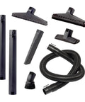 Heavy Duty Wet Dry Vac Pro Attachment Kit For Two And A Half Inch Hoses With Seven Foot Dual Flex Hose Industrial Grade Shop Vacuum Accessories For Big Cleanups And Tough Projects, showing hose and attachments