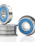 Flanged F695 2RS Bearing 5x13x4mm Blue Sealed Precision For 3D Printers And RC Belts Low Noise Deep Groove Pre Greased Light Contact Seal Mirror Ground Balls Pack Of 20, shown with blue seals