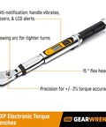 One Quarter Inch Drive 120XP Flex Head Electronic Torque Wrench With Angle Readout Pro Grade Quality for Tight Spaces