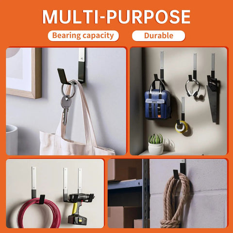 Heavy Duty Steel Hooks For Garage Storage And Tool Organization, Anti Slip PVC Coated Wall Mount Hooks displayed with various items.