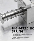 AC 110V Open Frame Push Pull Solenoid Electromagnet, close-up of spring and terminal connections, 35mm stroke, 125mm core