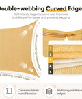 Double-webbing curved edges of 24x24 Ft Large Oversized 185G HDPE Square Sun Shade Sail Canopy With 98 Percent UV Block.