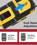 Heavy Duty Cordless Electric Drill Kit Loaded With Dual 21V Lithium Batteries Straight Up Variable Speed Control showing dual speed adjustment settings for precision and power.