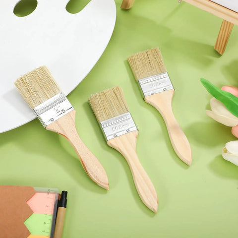 30 Piece 12mm Flat Stain Brush Set With Thick Wood Handles For Decks Fences Trim And Interior Exterior Walls Provides Smooth Coverage