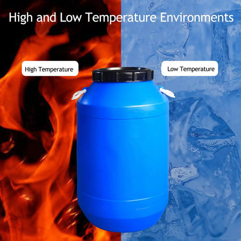 Food Grade Plastic Sealed Storage Barrel With Inner And Outer Double Seal Screw Lid, Airtight Heavy Duty Water blue against fire and ice