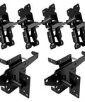 Heavy Duty 304 Stainless Steel Self Locking Gate Latch Hardware Two Sets With Top Notch Frosted Black Finish rustproof hinges.
