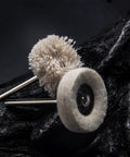 Kickass 20 Pack Wool Felt Buffing Wheels For Dremel Rotary Tools 25Mm Diameter assorted shapes with metal shafts for polishing.